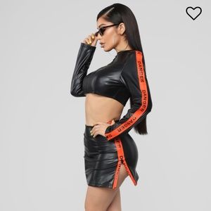 Black matching skirt set